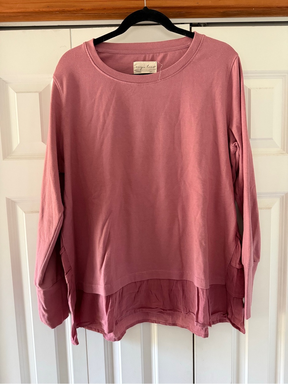evy's tree Layered Long Sleeve Top in Dusty Rose